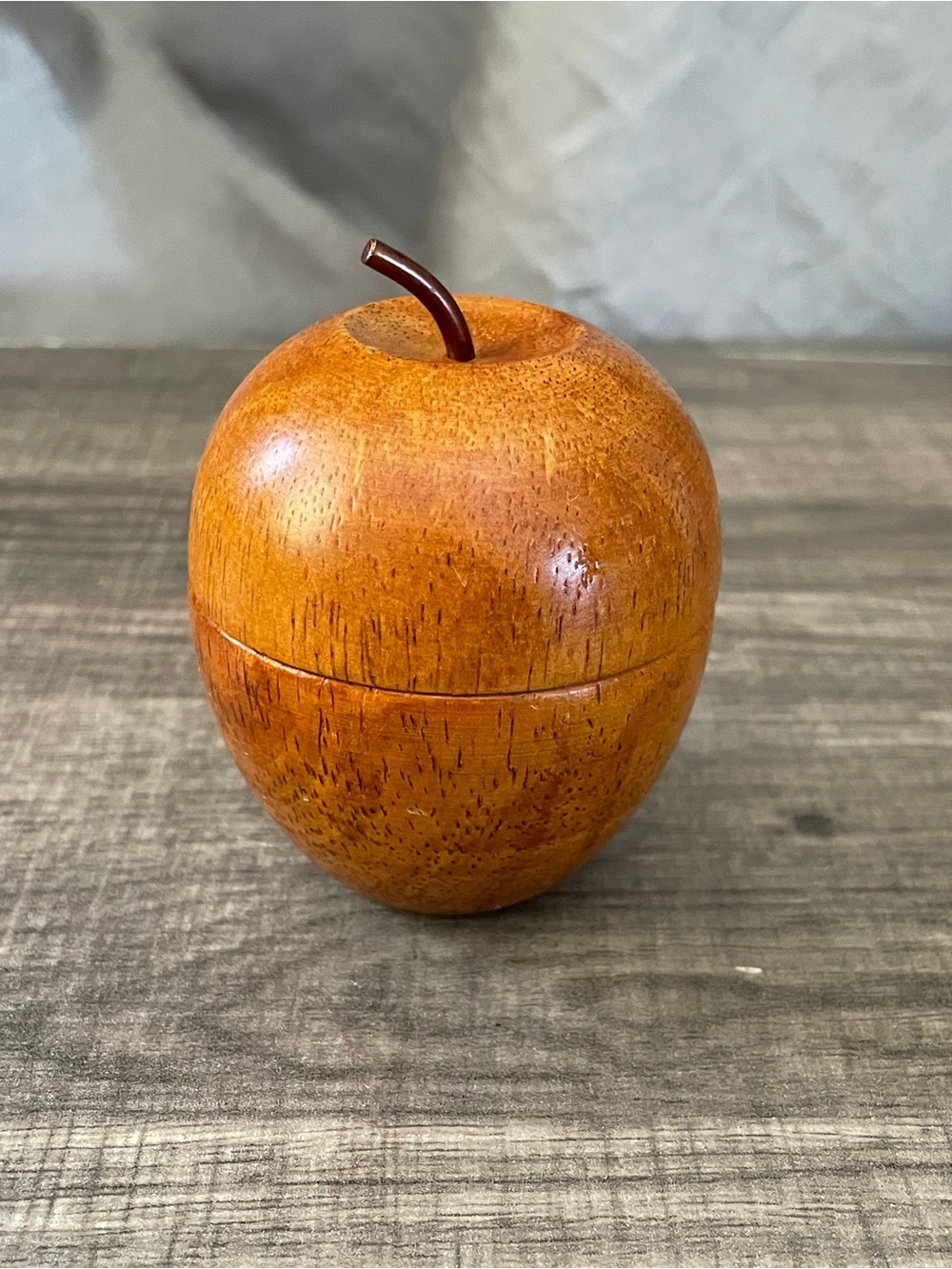 Vintage Wooden Apple Trinket Box - Tea Candle Holder